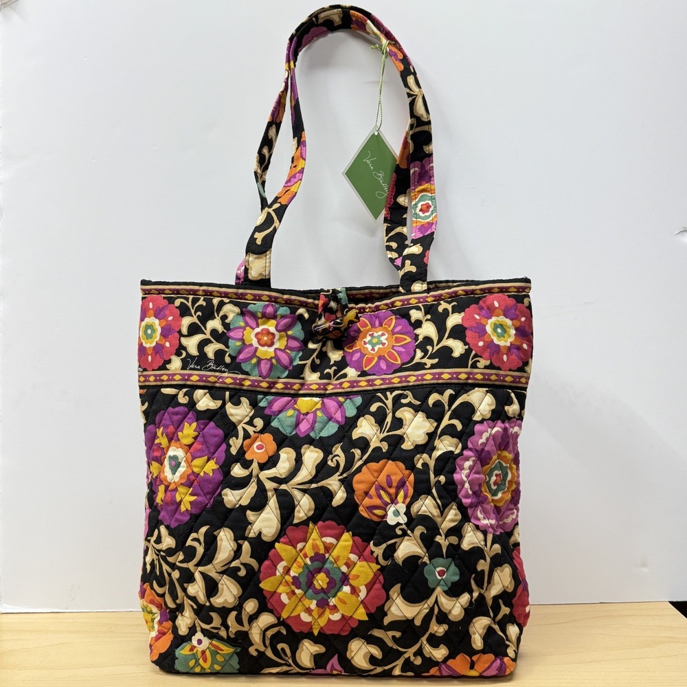 Vera Bradley Suzani Colorful Cotton Floral Quilted Tote Shoulder Bag 13x15x4 NEW